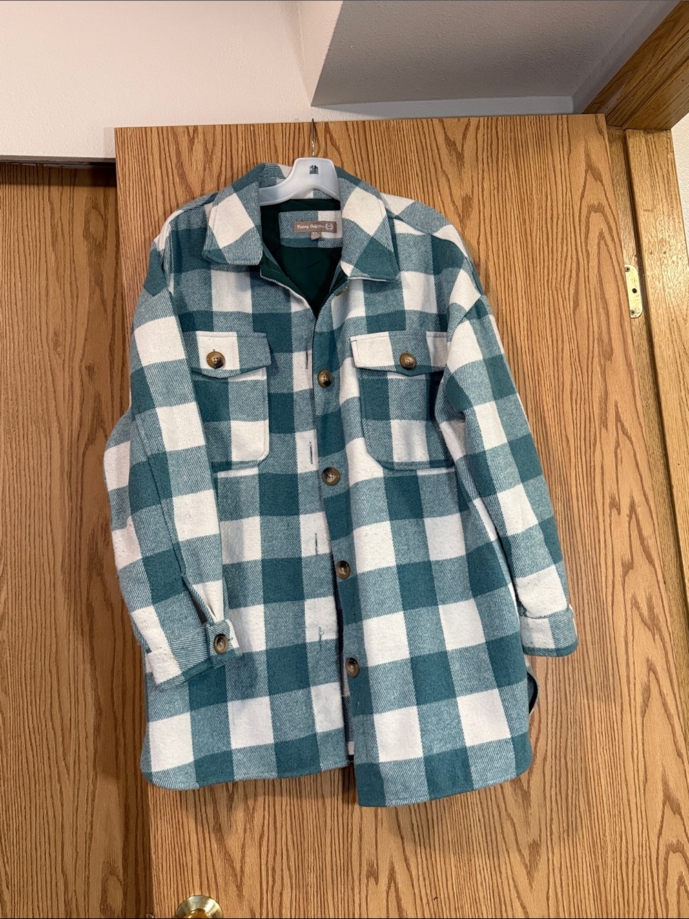 Victory Outfitters Teal and White Plaid Button-Up Shacket